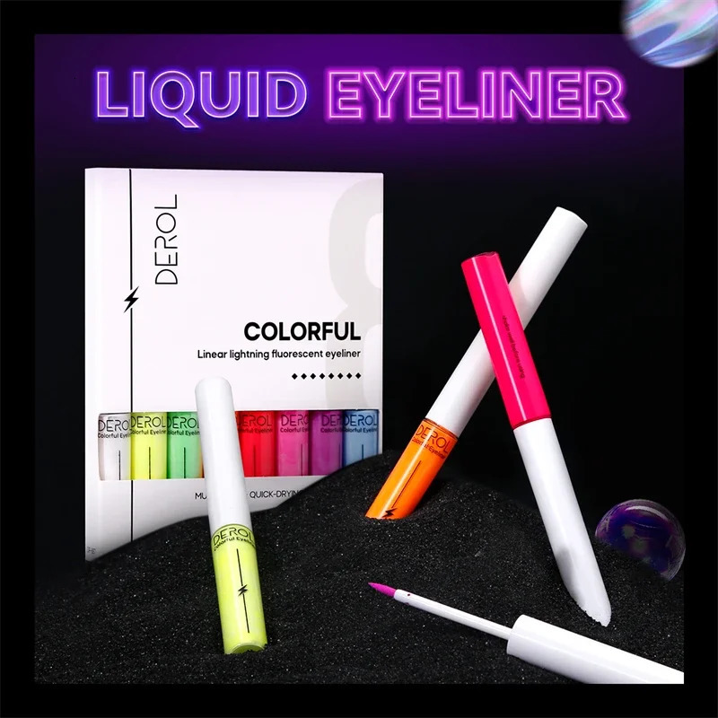 Luminous UV Light Neon Eyeliner Pen Eyes Makeup Red Waterproof Yellow Purple Red Color Liquid Eye Liner Pencil Make Up Cosmetics 250625