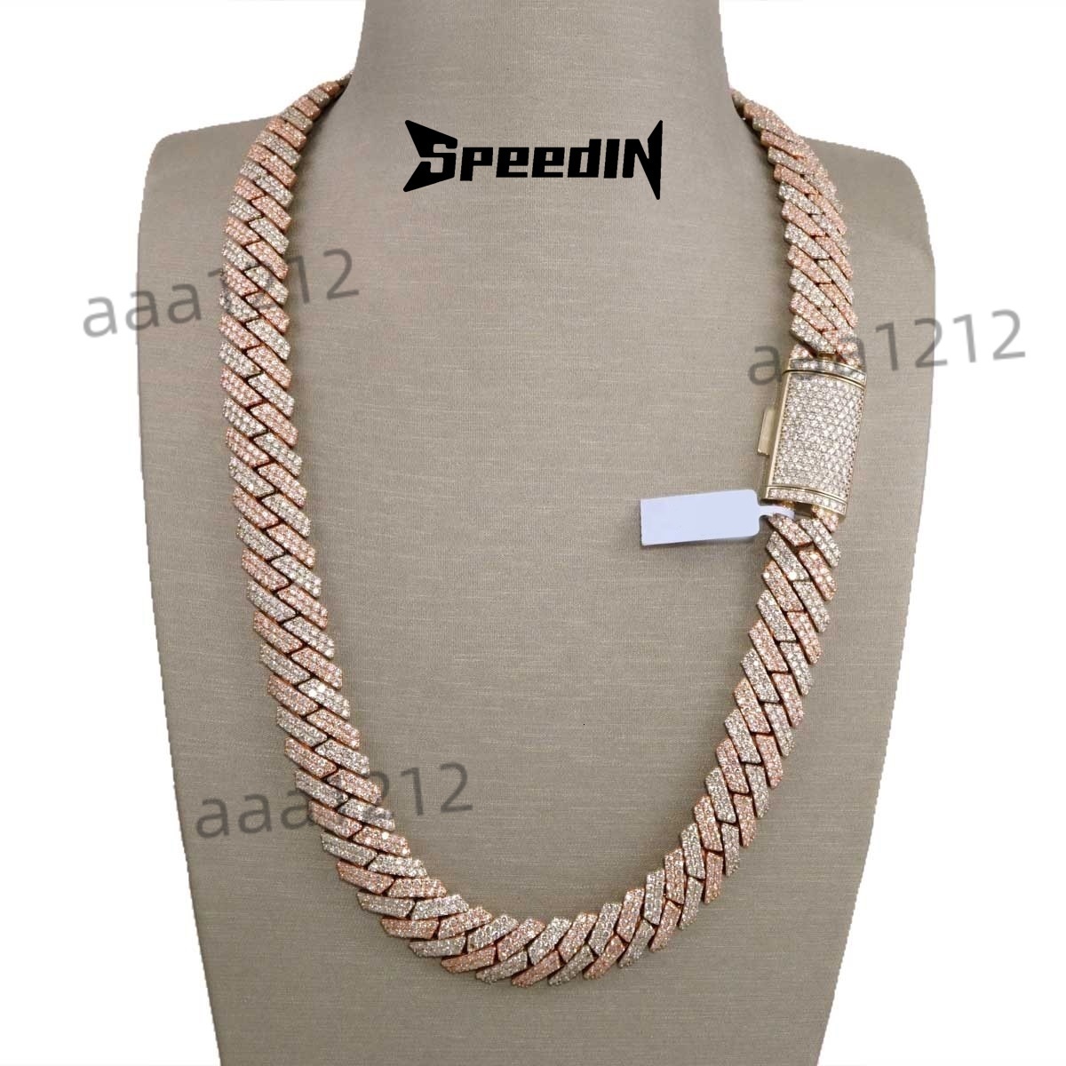 Hip Hop Jewelry 14mm Real 14K Gold Prong Setting VS Lab Grown Natural Diamond Iced Out Cuban Link Chain Necklace and Bracelet