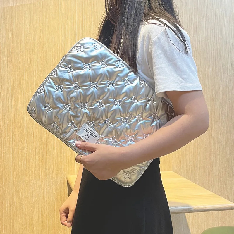 Cute silver bow Laptop SlEEve For Air13.6 pro13.3 14 15 16 250624