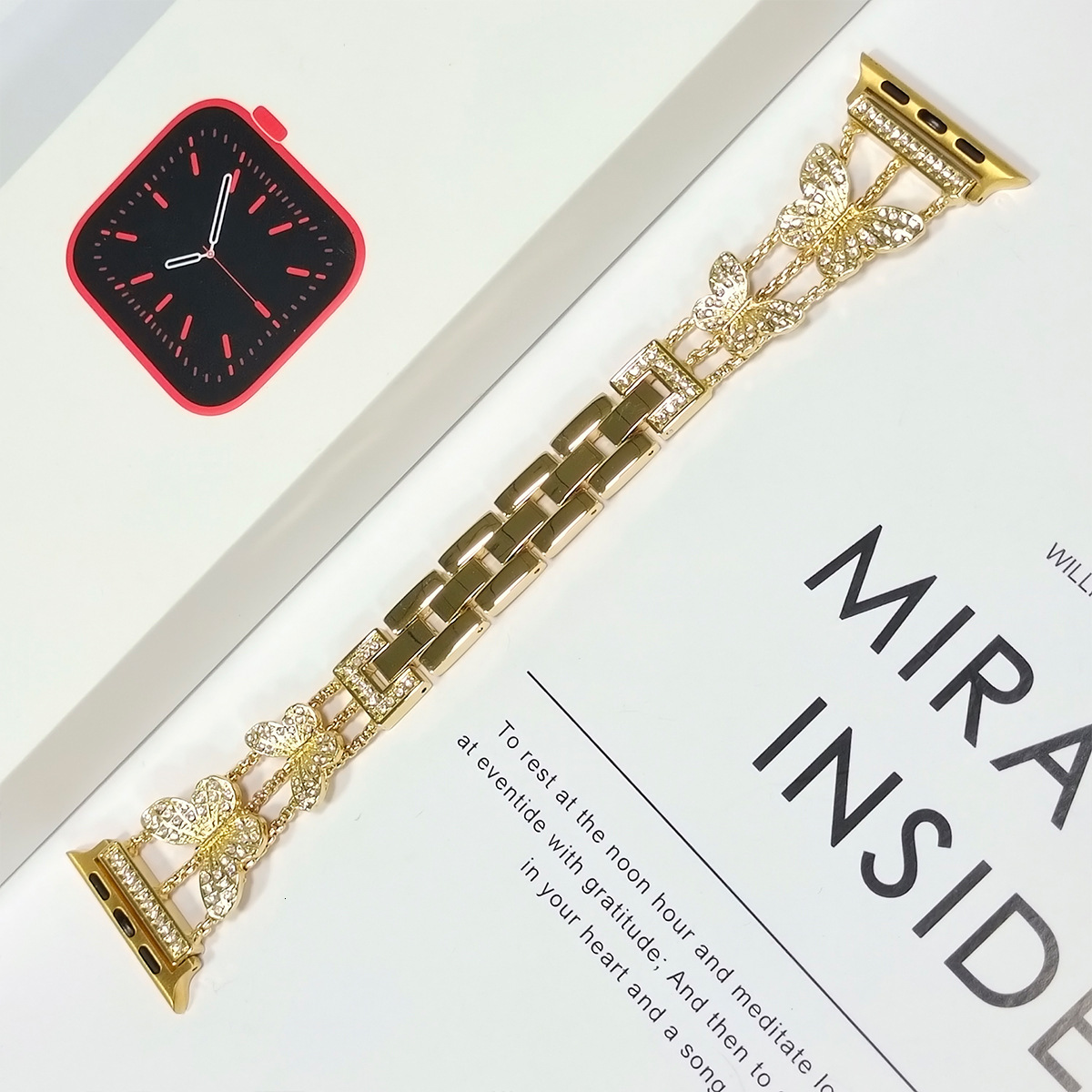 Luxury New Arrival Small Butterfly Metal Diamond Inlaid Fashion Straps for All Series of Twatch 10-1