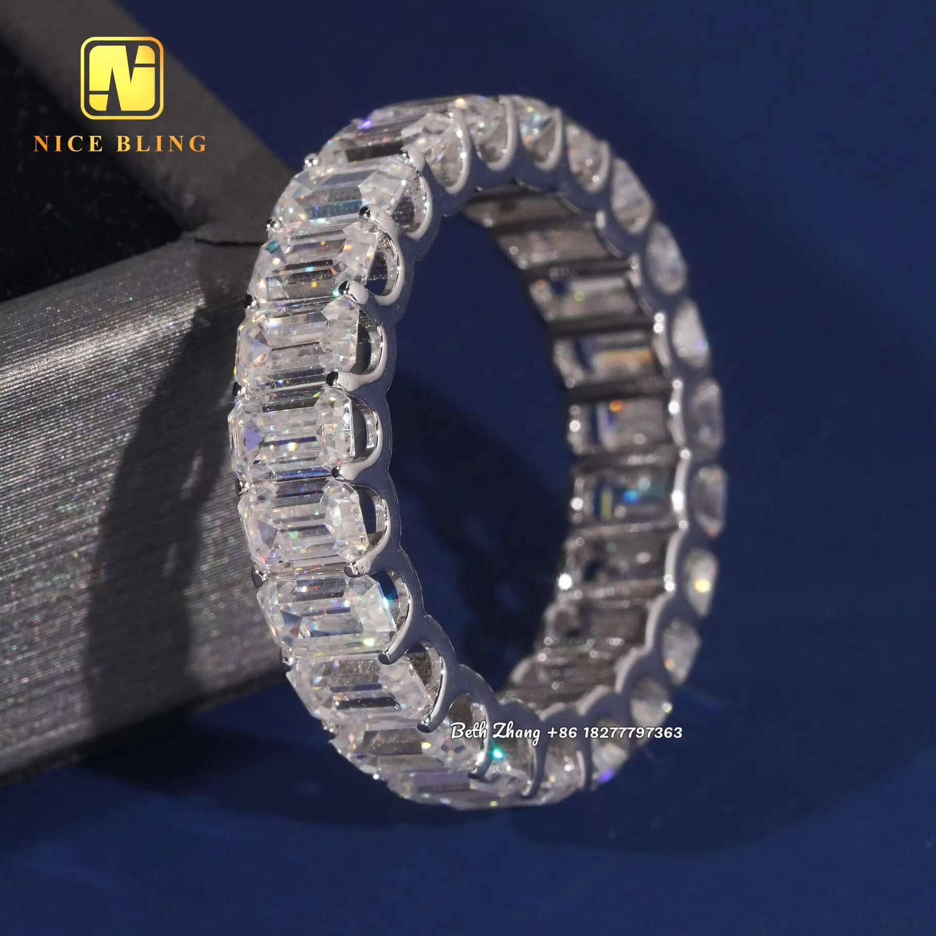 Luxury Emerald Moissanite Diamond Rings 925 Sterling Silver Engagement Ring Fashion Men Women Tennis Ring Wedding Bands