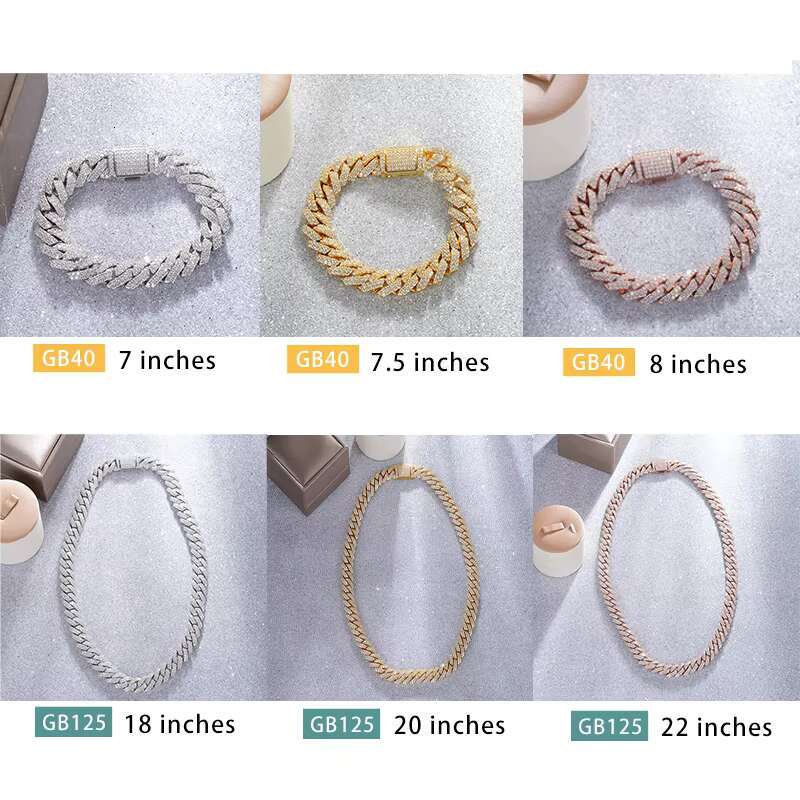 Starsgem Diamond Cuban Link Chain S925 Sterling Silver Moissanite Cuban Bracelet Hiphop Cuban Chain Necklace