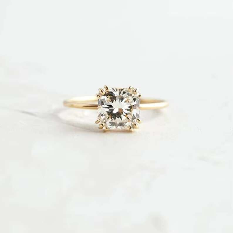 1.88 TCW Colorless Asscher Cut Moissanite Solitaire Ring 925 Sterling Silver