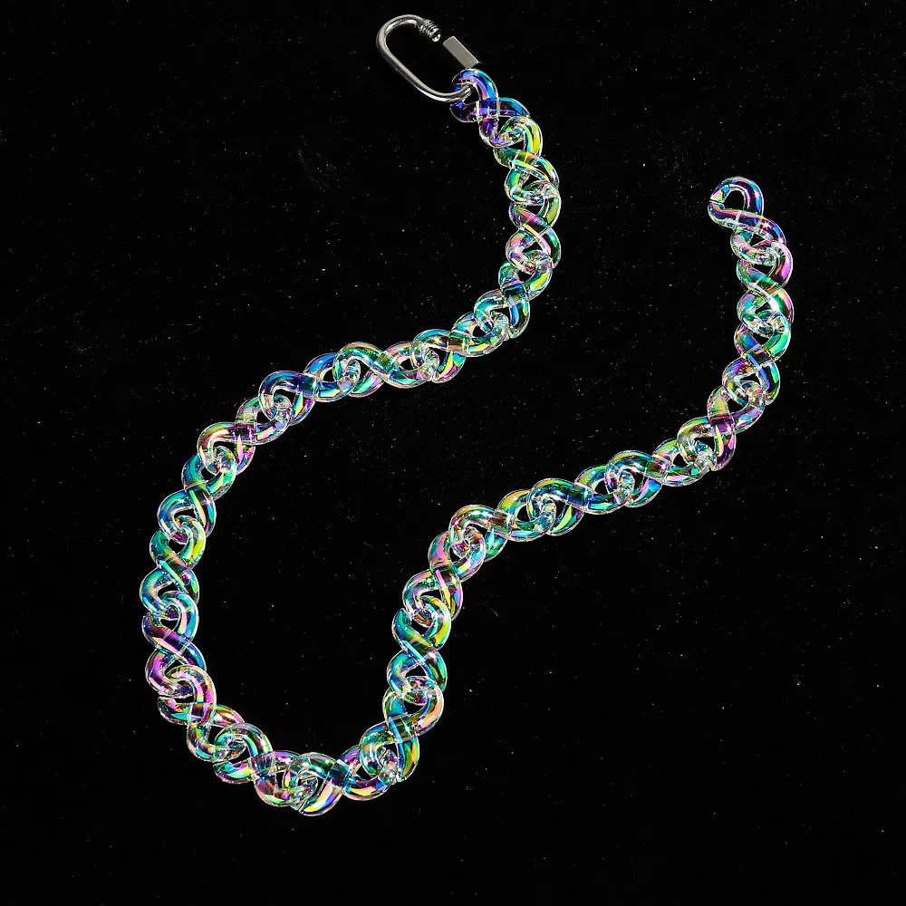 Iridescent Acrylic Infinity Chain Choker Women Men Rock Laser Clear Geometric Link Lock Pendant Necklace Party Jewelry Gift 250625