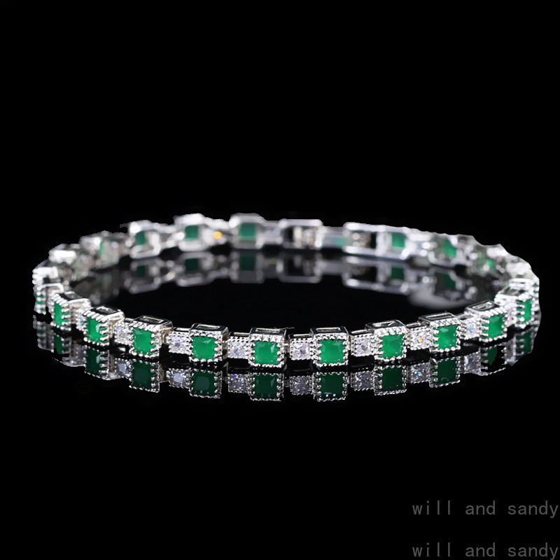 Cubic Zirconia Crystal Gemstone Tennis Bracelet Fashion Women Bracelets Wristband Luxury Jewelry for Women Engagement Wedding Bridesmaid Mother Birthd
