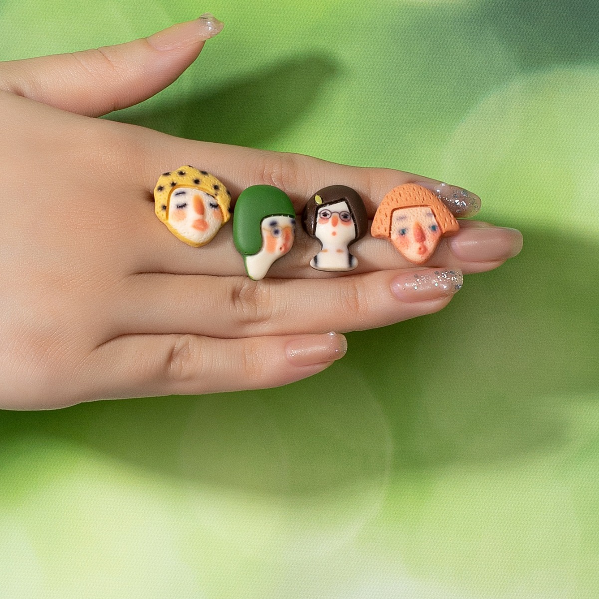 1 Set 4 Pairs of Earrings Cartoon Little People Quirky Style Fashion Exquisite Cute Daily Commuting Versatile