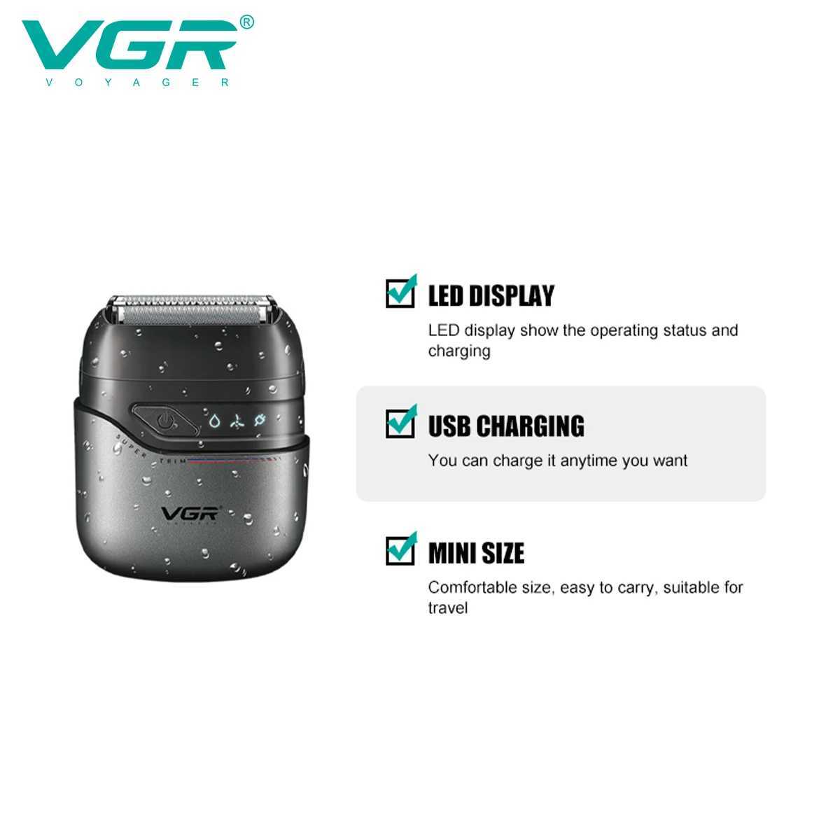 VGR Mini Double Head Shaver Reciprocating Head Mens Shaver Apply to Face Scrapes White Hair Cleaning and Trimmer V-379 W250625