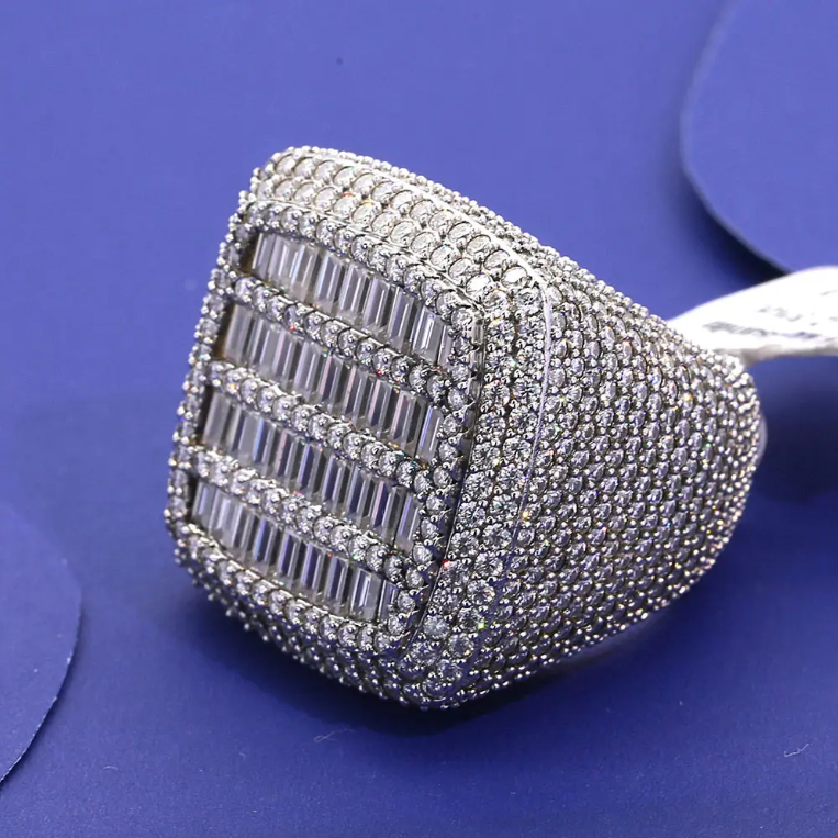 S925 Silver Man Moissanite Ring Synthetic Full Diamond HIP HOP Rings for Men