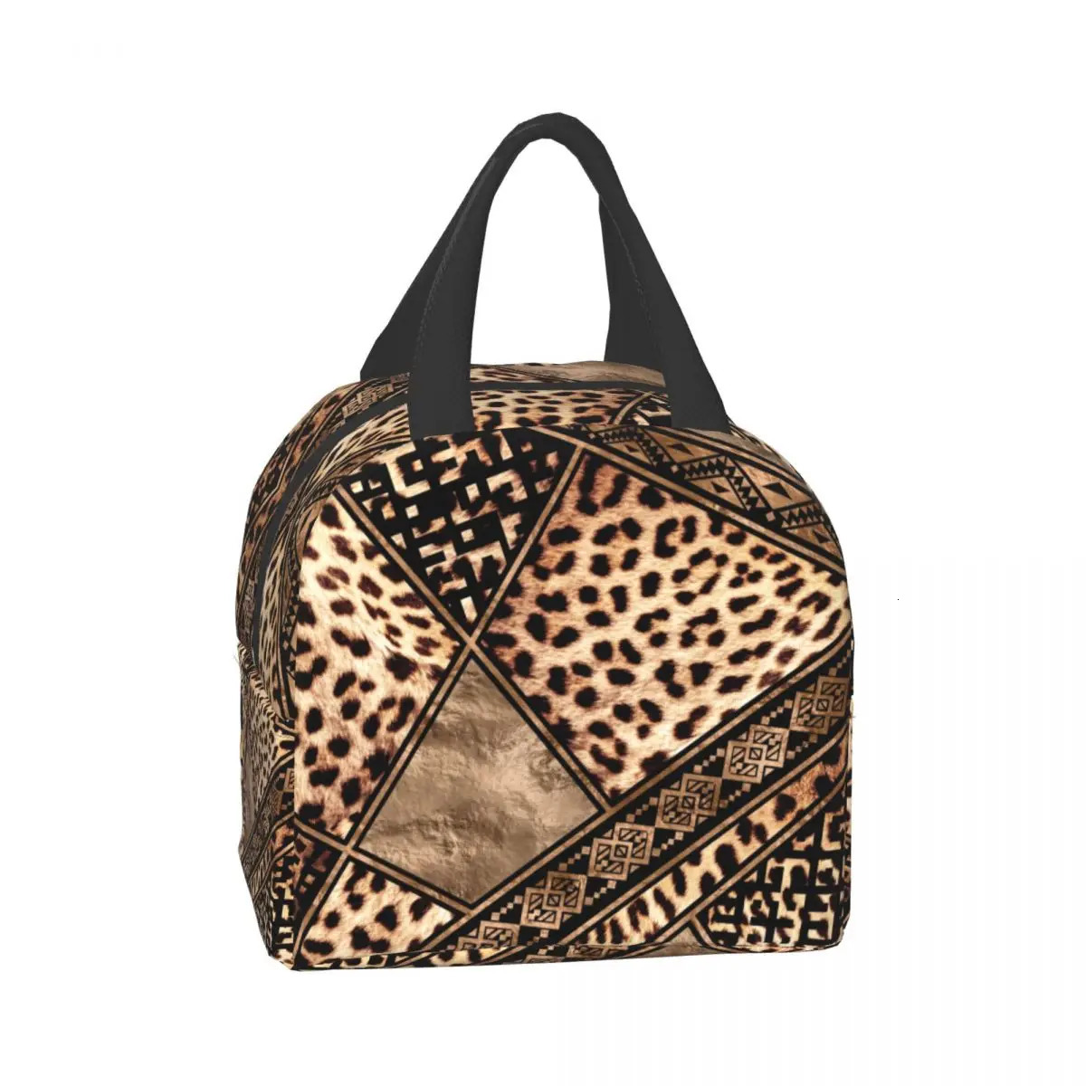 Ethnic Animal Ornaments Leopard Print Lunch Bags Women Thermal Cooler Insulated Lunch Boxes for Kids School Picnic Storage Bag 250624