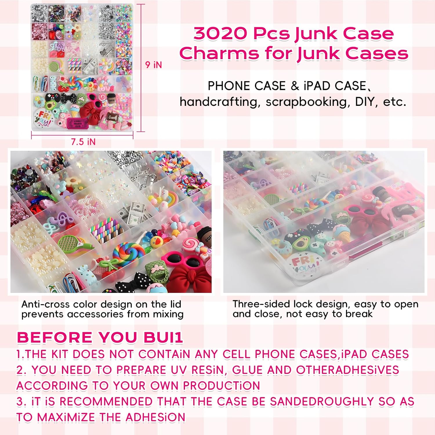 2250pcsDIY bulk resin charm nail art decoration sparkling accessory kit, including star shape, candied fruit design, bow, etc.