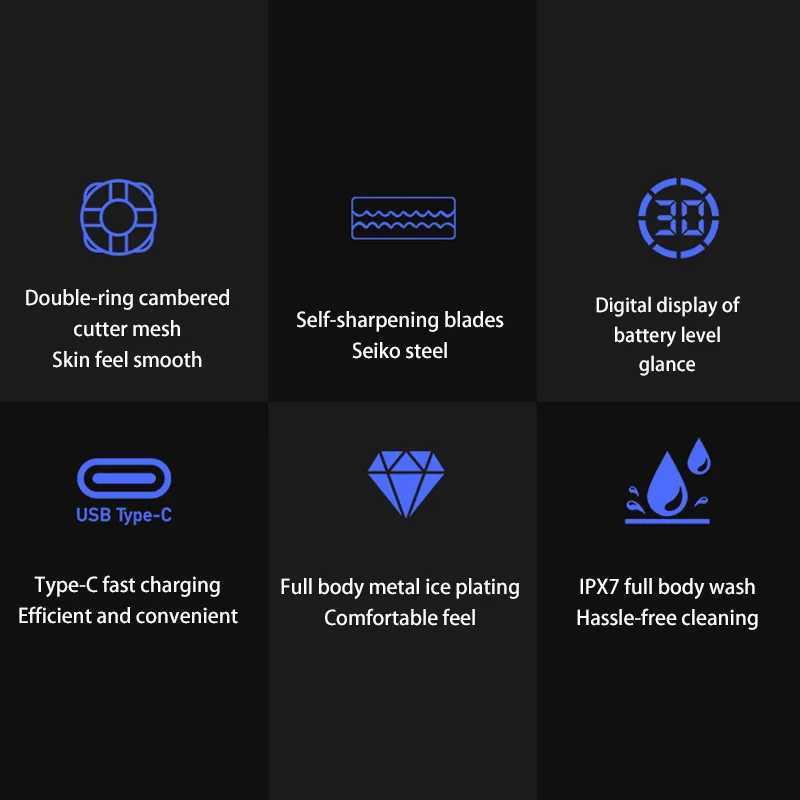 Mini Electric Shaver for Men Portable Beard Knife TYPE-C Charging Three-Head Shavers Face Body Razor with Digital Power Display W250625