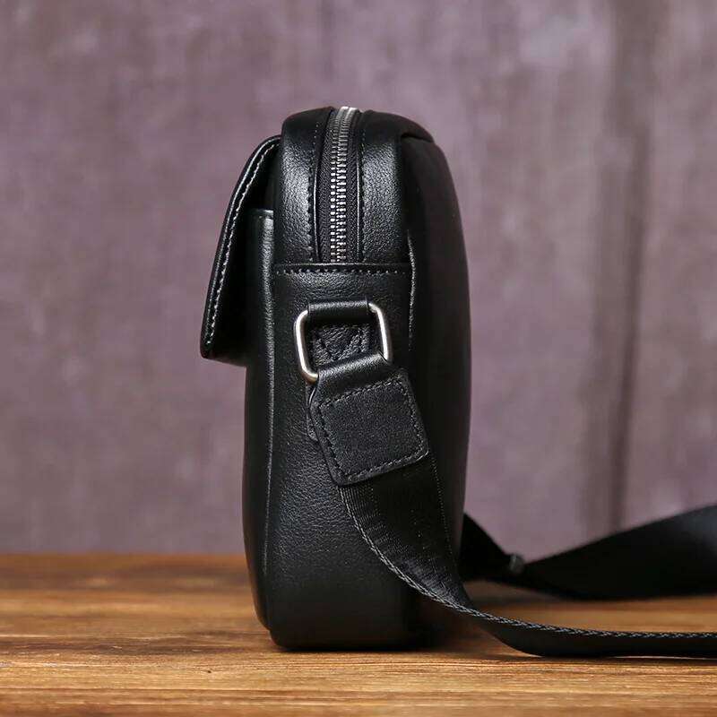 Minimalist Genuine Leather Men's Shoulder Crossbody Fashionable Trend Top Layer Cowhide Zipper Phone Bag