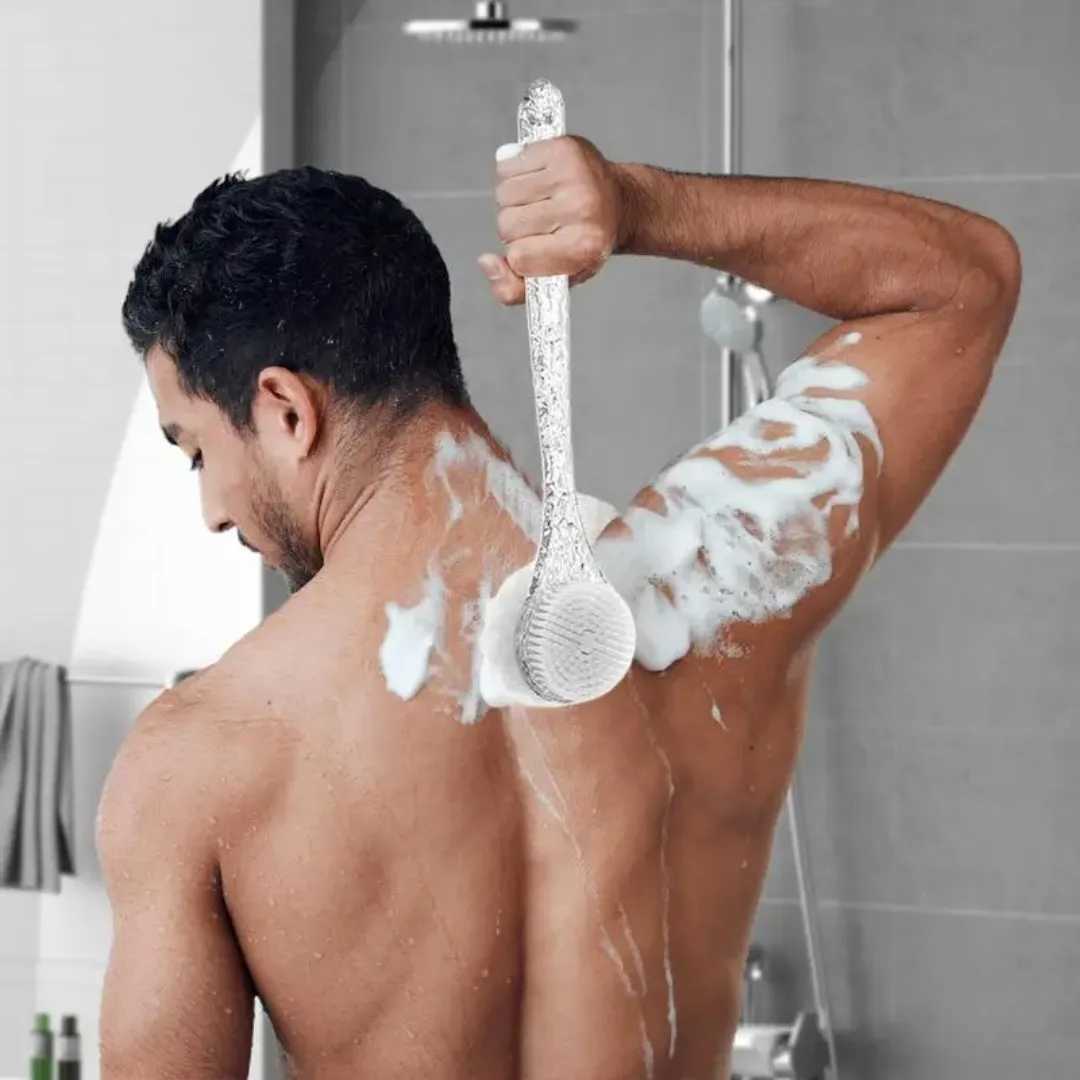 2 in 1 Soft Back Scrubber Brush Skin Massager Bath Shower Scrubbing Brush with Handle Body Wash Exfoliating Scrub Bath Supplie R250625