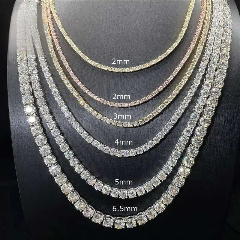 Luxury Hip Hop S925 Silver Moissanite Single Row Tennis Chain Bracelet 3mm for Men and Women