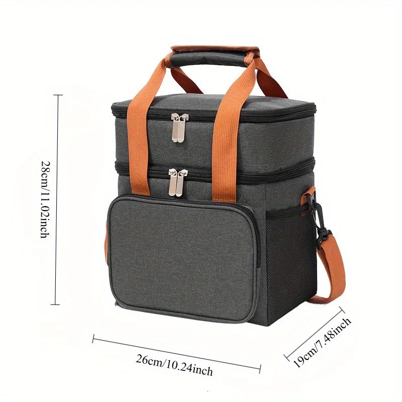 Double-layer Large Capacity Portable Thermal Insulation Bag Oxford Cloth Bento Bag Shoulder Bag 250624