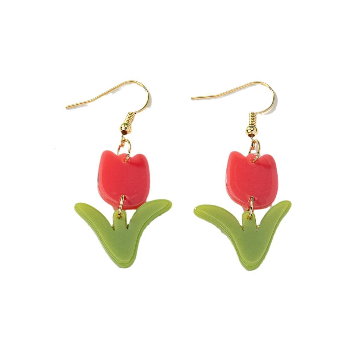 1 Pair of Pink Tulip Earrings Fresh Sweet Cute Delicate Small Acrylic Material Ins Style