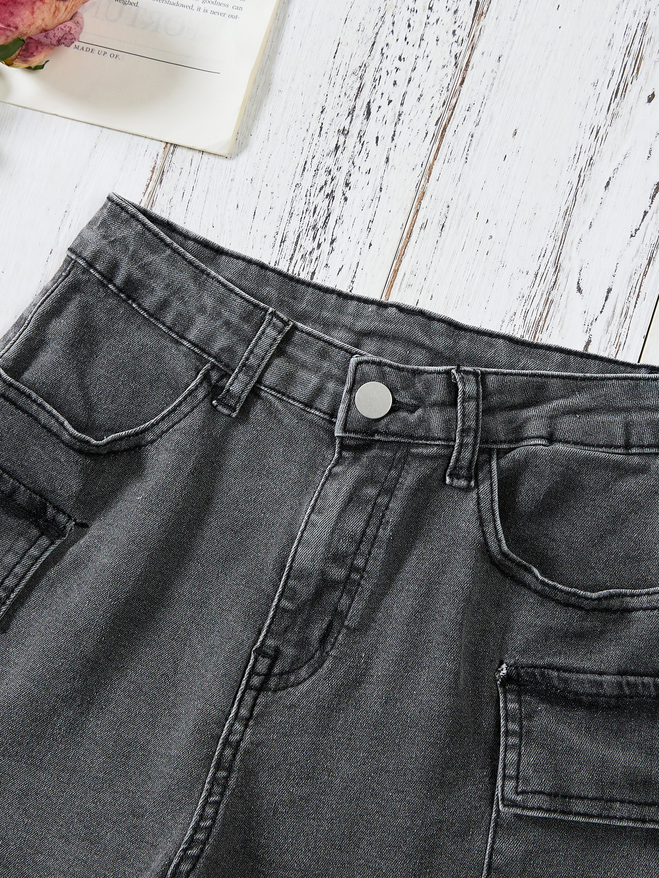 Girls Deep Grey Soft Fabric Cotton Jeans Short Pants Ideal For Warm Weather