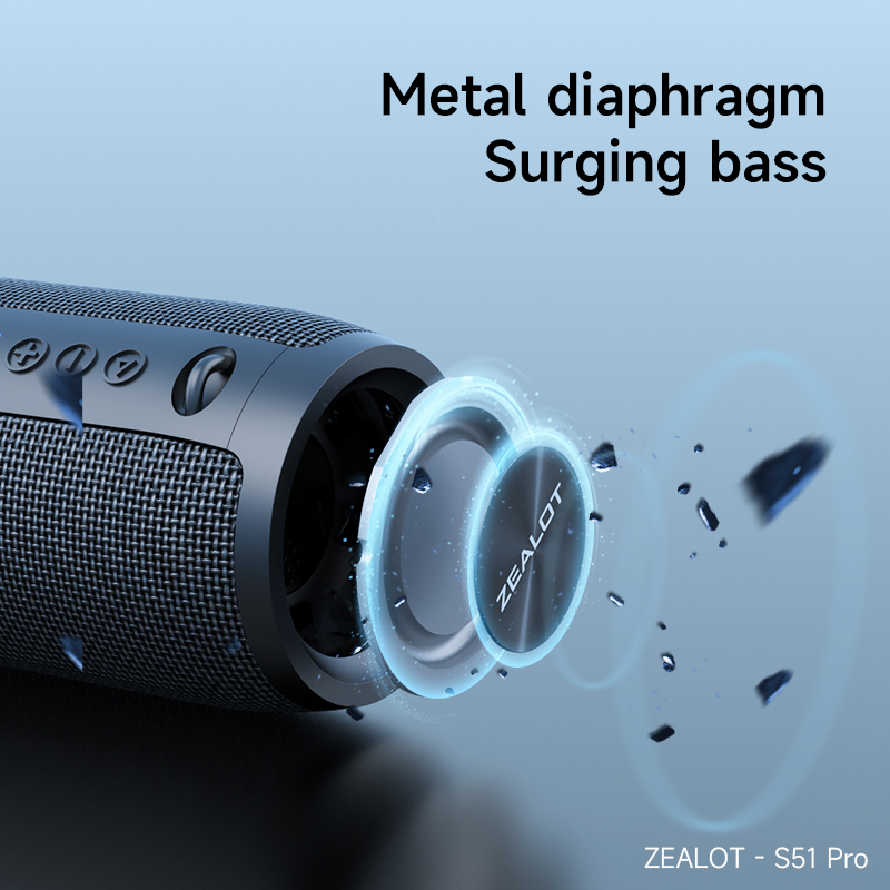 S51pro Zealot Bluetooth Speaker with 40W Power Output & RGB LED Lights - Durable Portable Audio for Indoor/Outdoor Use