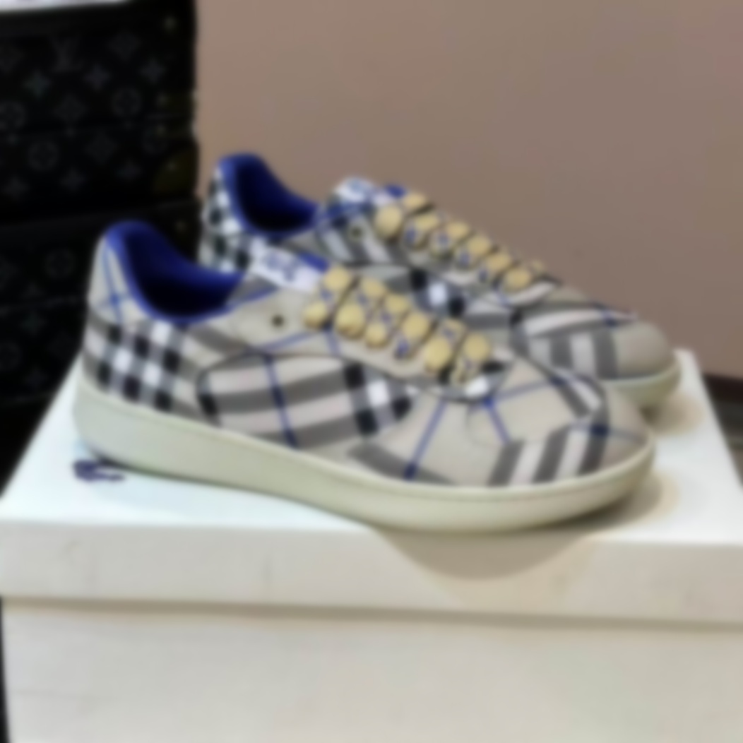Designer Print Check Sneakers Women Men Casual Shoes Platform Striped Printed Lettering Plaid Trainers Shoe 6.25 05