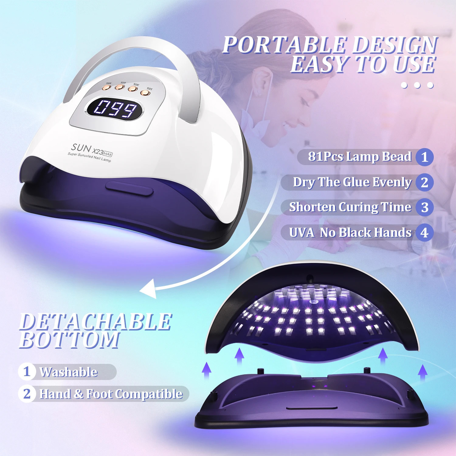81LEDS Professional Nail Dryer Lamp For Manicure Powerful UV LED Gel Nail Lamp With Automatic Sensing Gel Polish Drying Lamp 250625