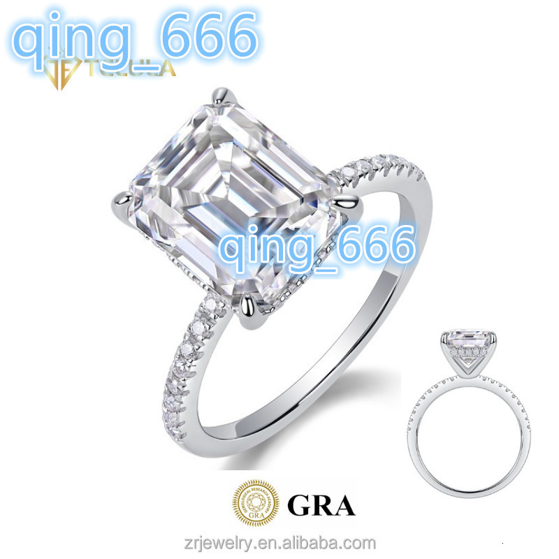 3CT Sterling Silver Moissanite Emerald Cut Pear Cut Diamond Ring Emerald Pear Cut Luxury Wedding Band