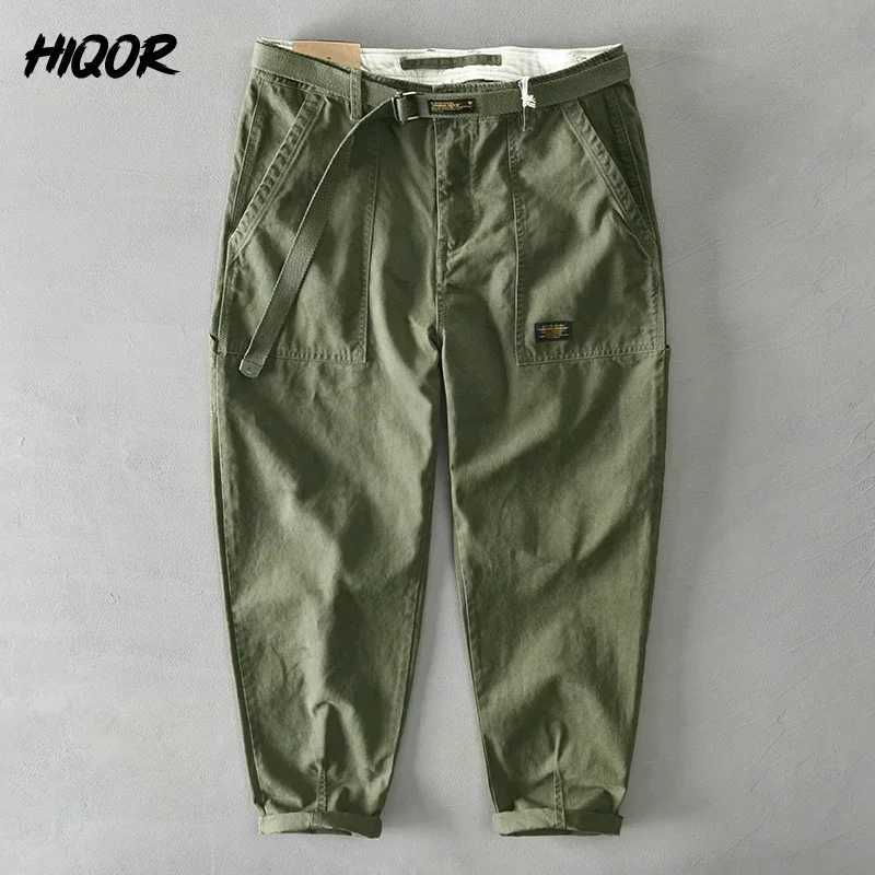 HIQOR Brand Mens 100% Cotton Casual Pants 2025 Loose Trousers For Men Baggy Work Pants Plus Size 38 Cargo Pants Y2k Pants Man X250625
