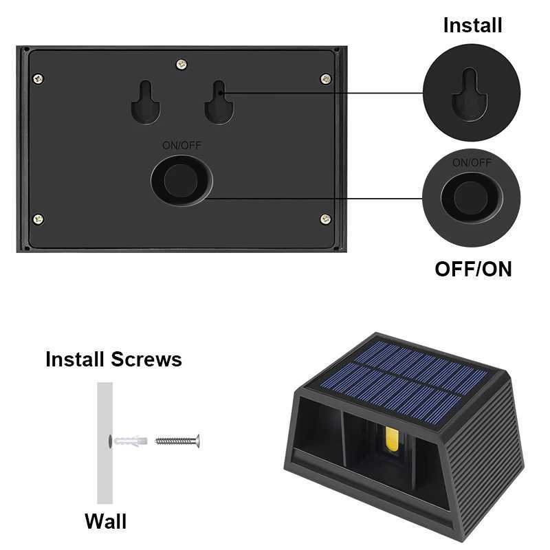 Outdoor Solar Wall Lamp Garden LED Wall Light Waterproof Up and Down Home Corridor Lamp Courtyard Fence Wall Decoration LightingXJ250624