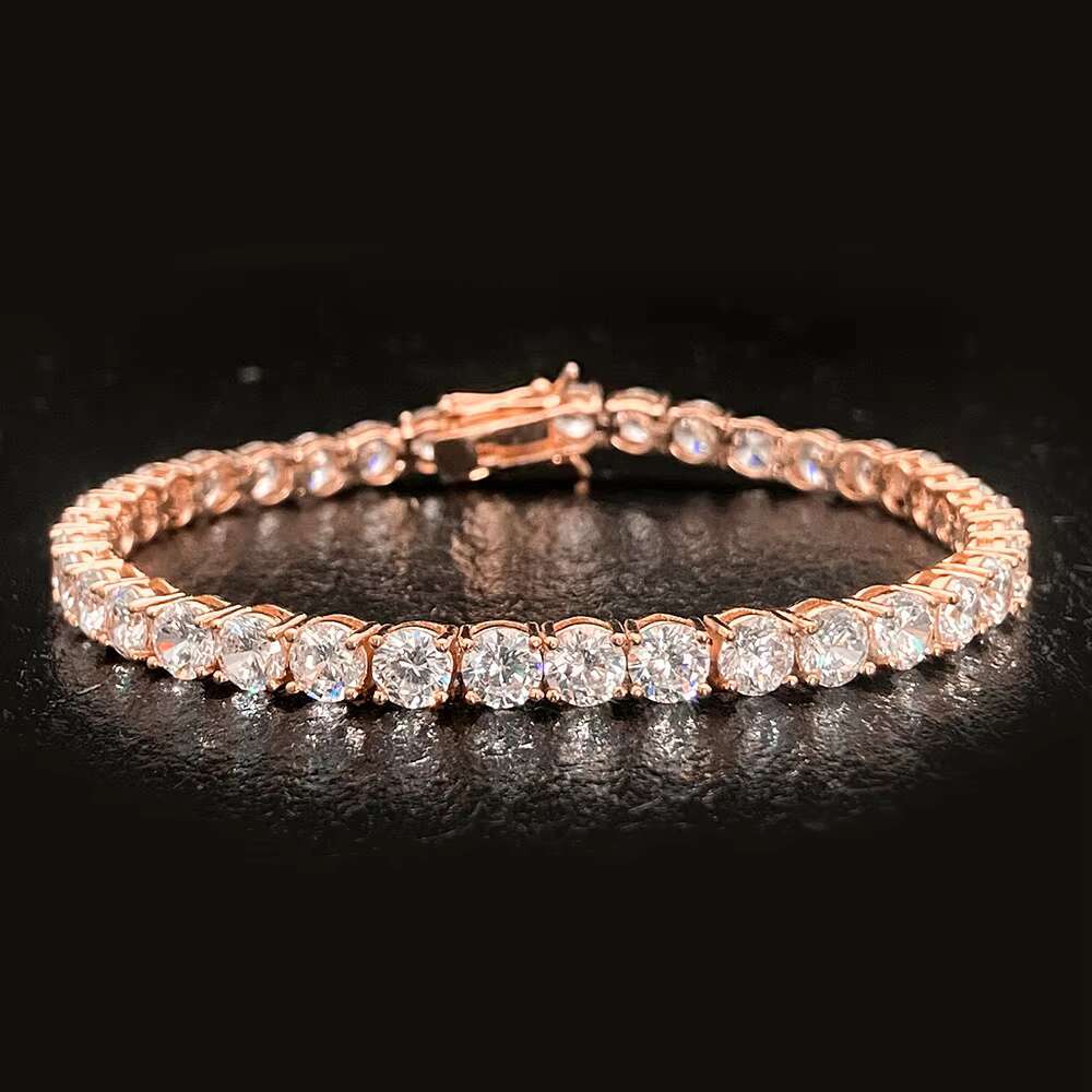 Fine Jewelry Moissanite Bracelet 925 Silver Hip Hop 5mm Iced Out Women Jewelry Tennis Chain Bracelet