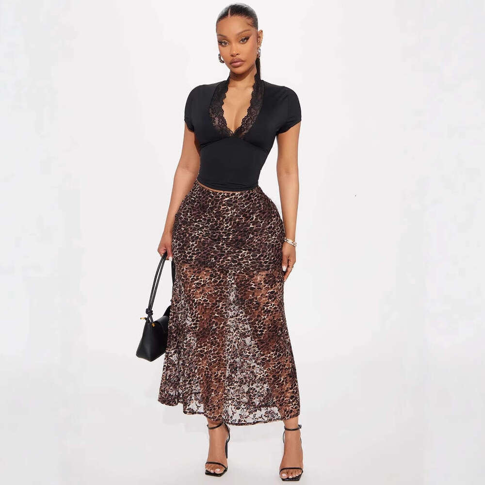 Ins Pure Desire Spicy Girl Lace Patchwork V-Neck Sleeve T-Shirt Mature Temperament Sexy Waist-Cinching Short Top B5