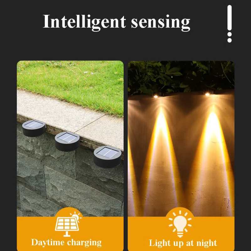 4Pack High Bright Solar Fence Lights Solar Wall Lights Outdoor Waterproof Solar Lights for Backyard Wall Fence Gutter Porch StepXJ250624