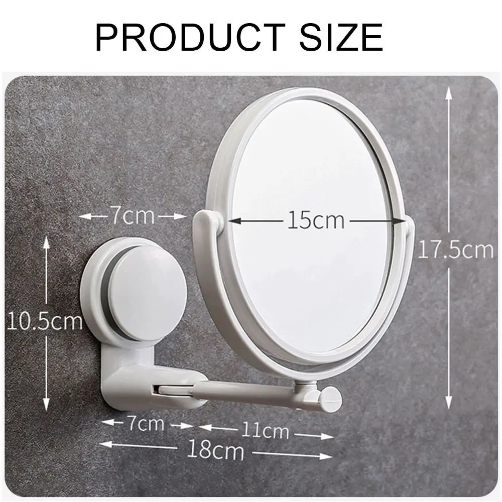360°rotating Folding Makeup Mirror Wall-mounted Installation-free Round Wall-mounted Shaving Mirror HD Bath Accessories 250625