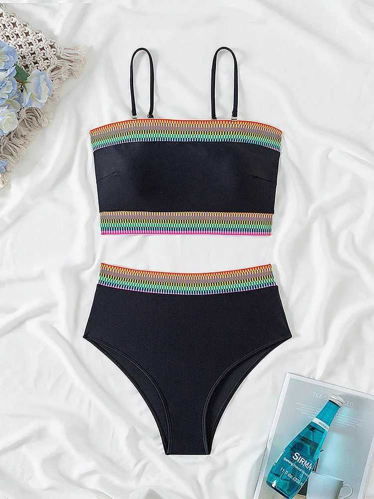 Two Piece Swimsuit Bikini 2025 Women High Waist Swimwear Brazilian Bikini Set Sexy Thong Bathing Suit Female Summer Beach WearXJ250624