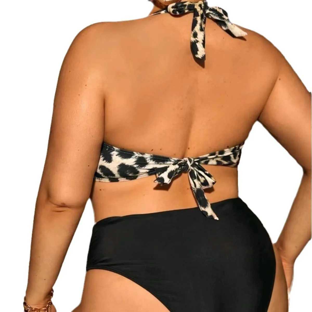 2025 Plus Size 4XL Womens Two-Piece Underwire Bikini Set with Padded Bra Full Bust Support Swimwear Leopard Print Bathing Suit XJ250624
