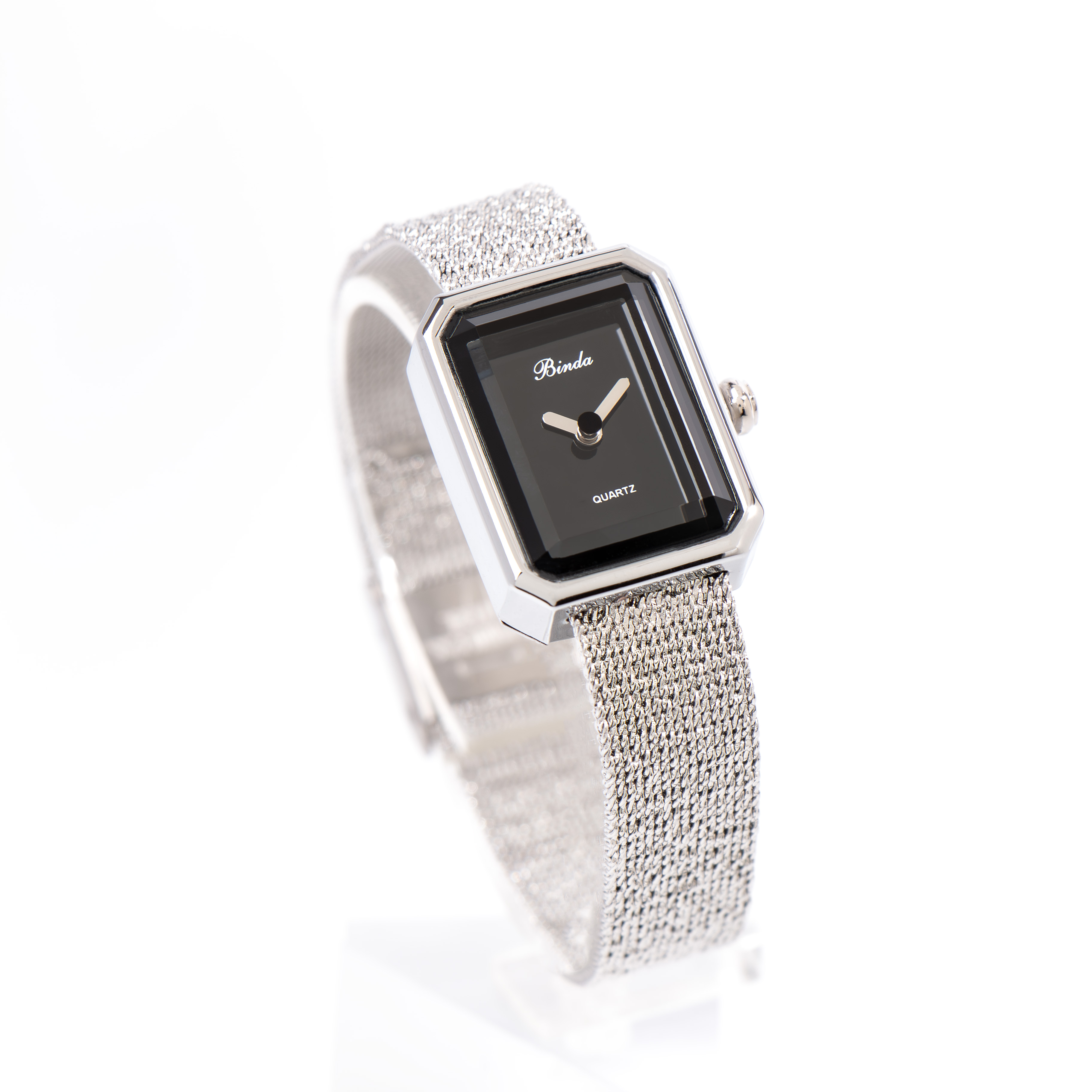 Elegant Quartz Ladies' Watch with Rectangular Face & Stainless Steel Bracelet