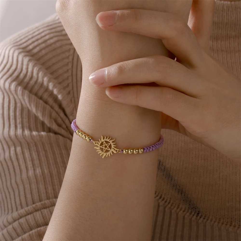 My Shape Pentagram Sun Bracelets Stainless Steel Pendant Bangle Adjustable Size Hand Chain Jewelry Supernatural Amulet Gifts X250625