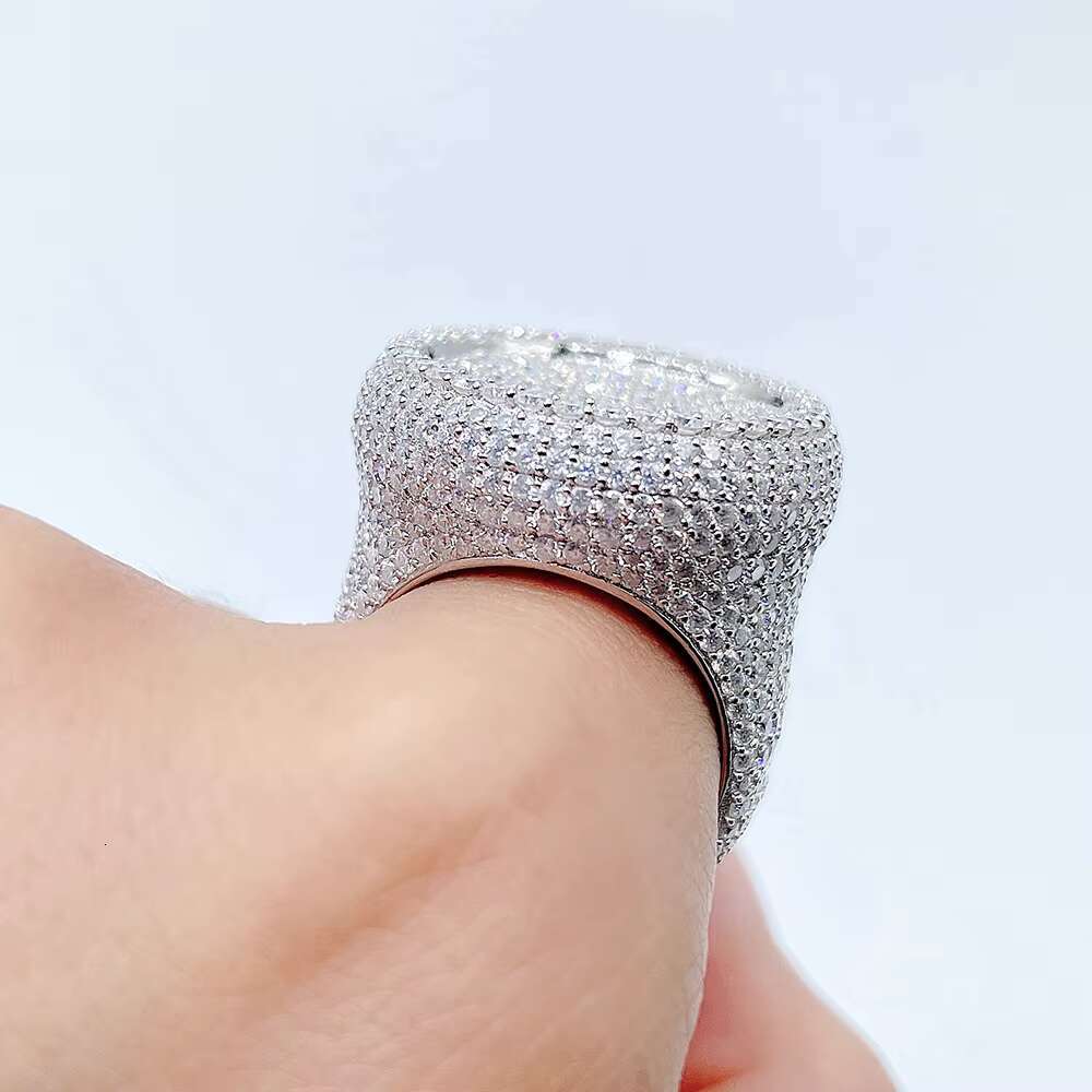 Luxury Style Custom Jewelry Silver 10k 14k 18k Vvs Moissanite Ring Hip Hop Jewelry Pass Diamond test Iced Out Ring