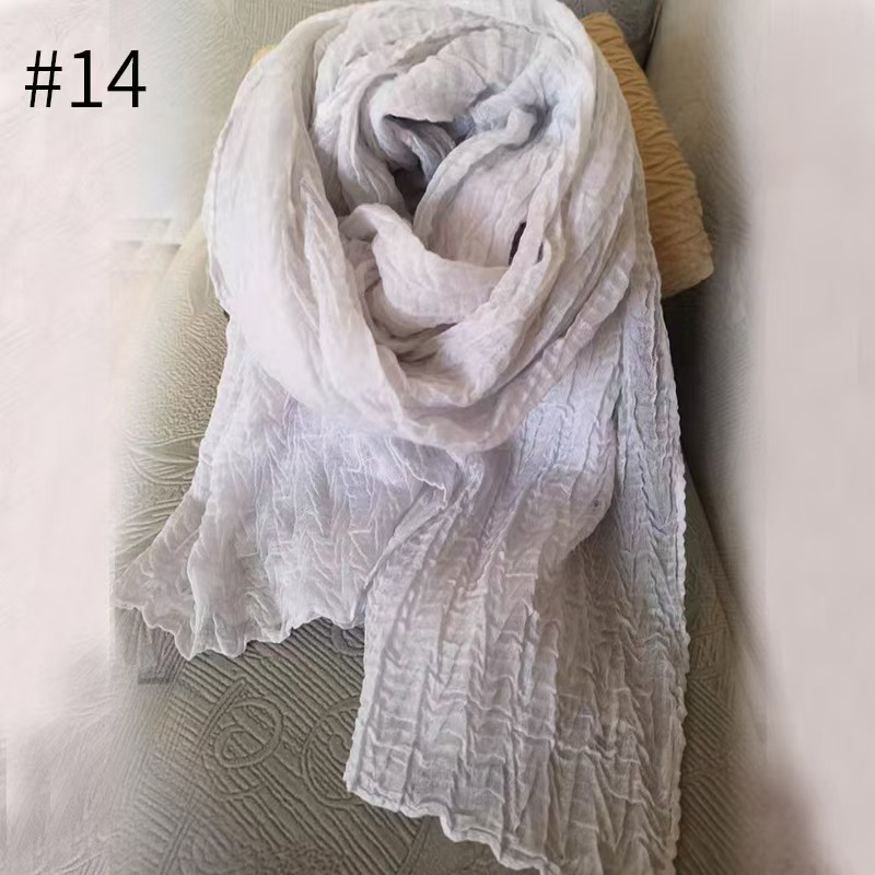 T1056 New cotton and linen solid color wrinkled ladies scarf Arabic solid color headscarf