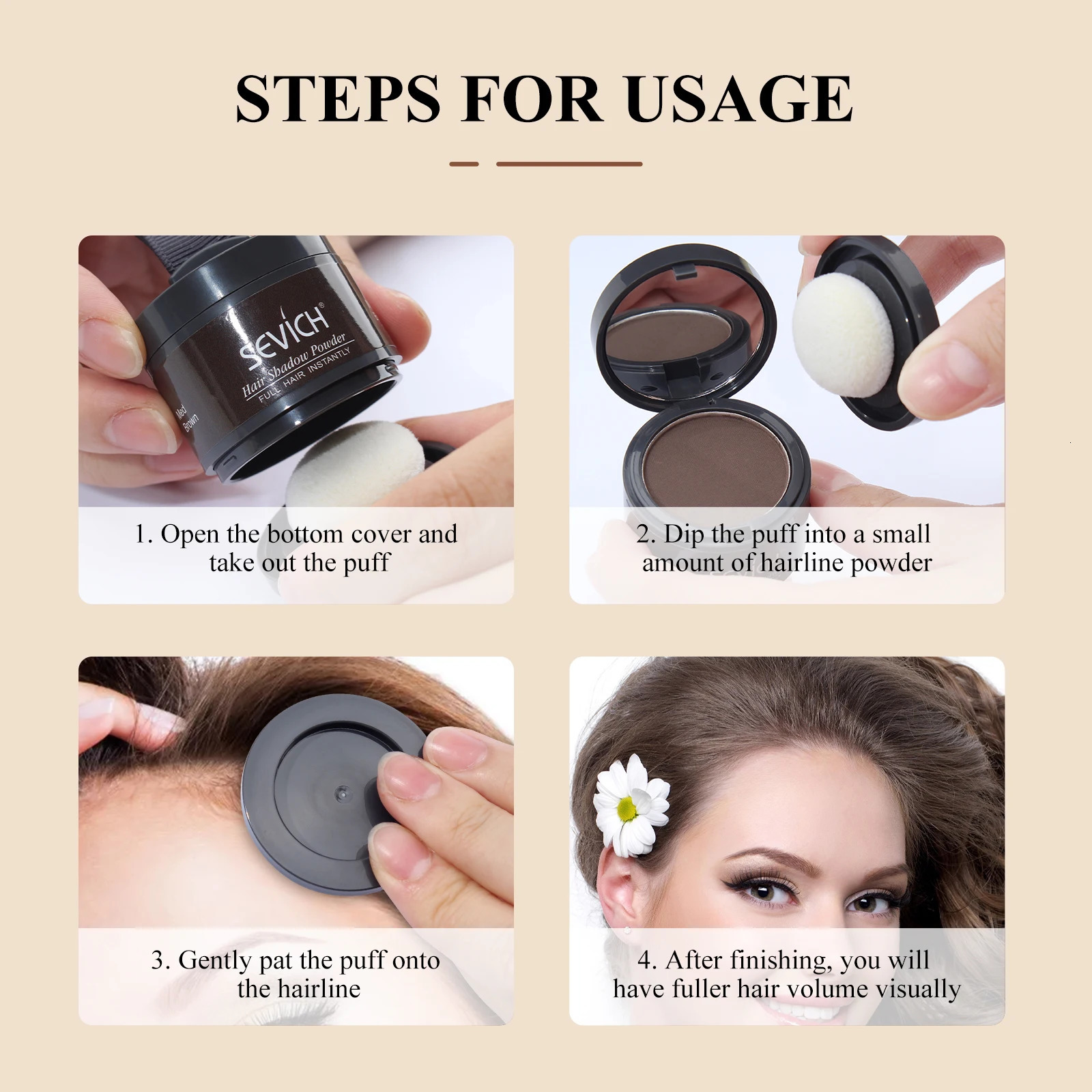 Sevich Hairline Shadow Powder Instantly Black Root Cover Up Natural Hair Filling Hair Fluffy Powder Waterproof Hair Concealer 250625