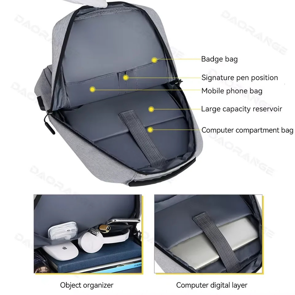 Laptop Bag USB Backpack for Air Pro Asus HP Dell Large Capacity Travelling Waterproof Multi-pockets Laptop Cover 250624