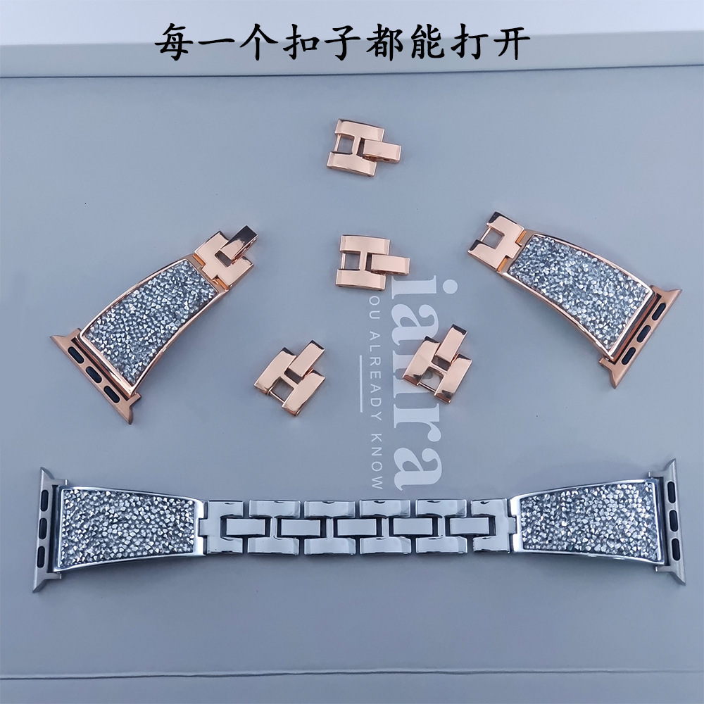 Luxury High-End Rhinestone Stainless Steel Apple Watch Band - Fashion Bling Metal Strap for Apple Watch Series 8 & Compatible Models