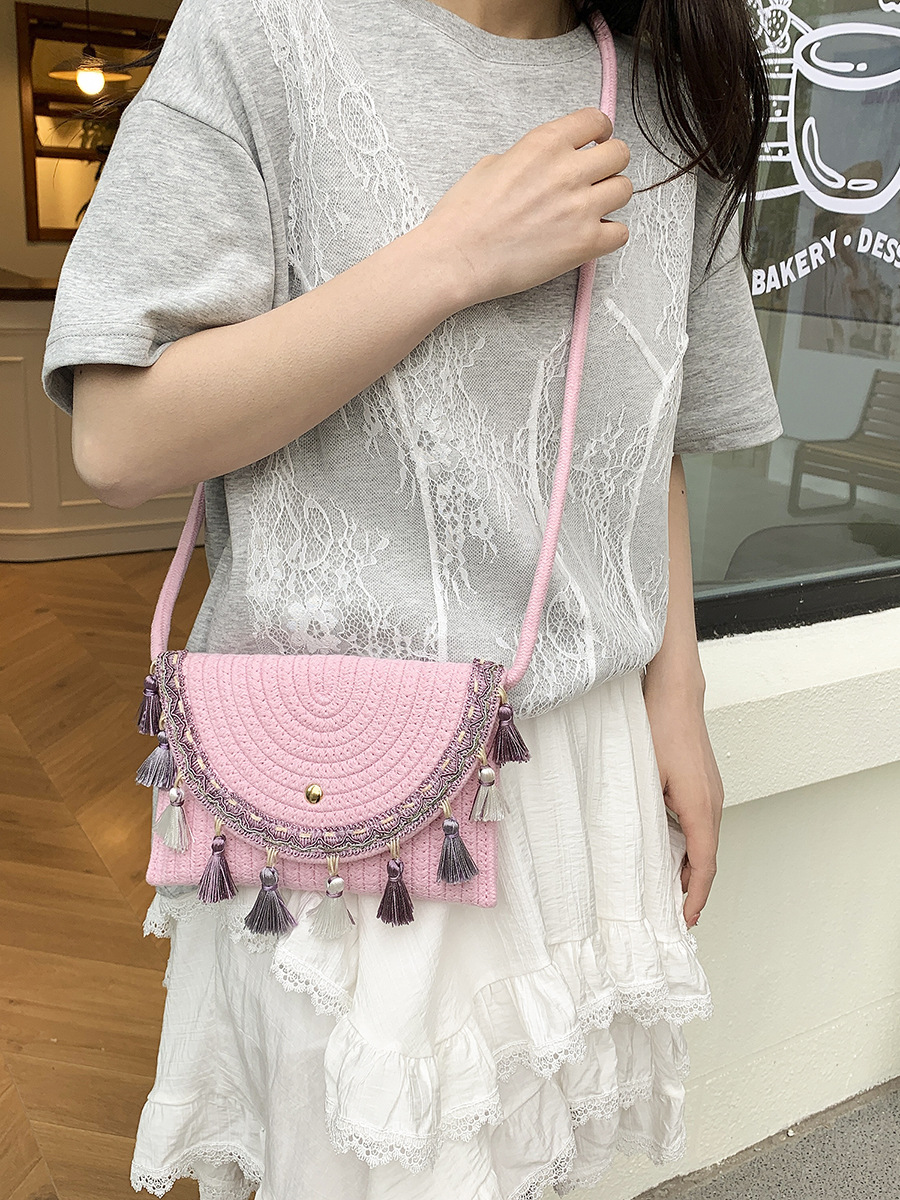 Bohemian tassel bags for women 2025 styles in the summer ethnic style woven bags single - shoulder and cross - body bags for seaside vacations