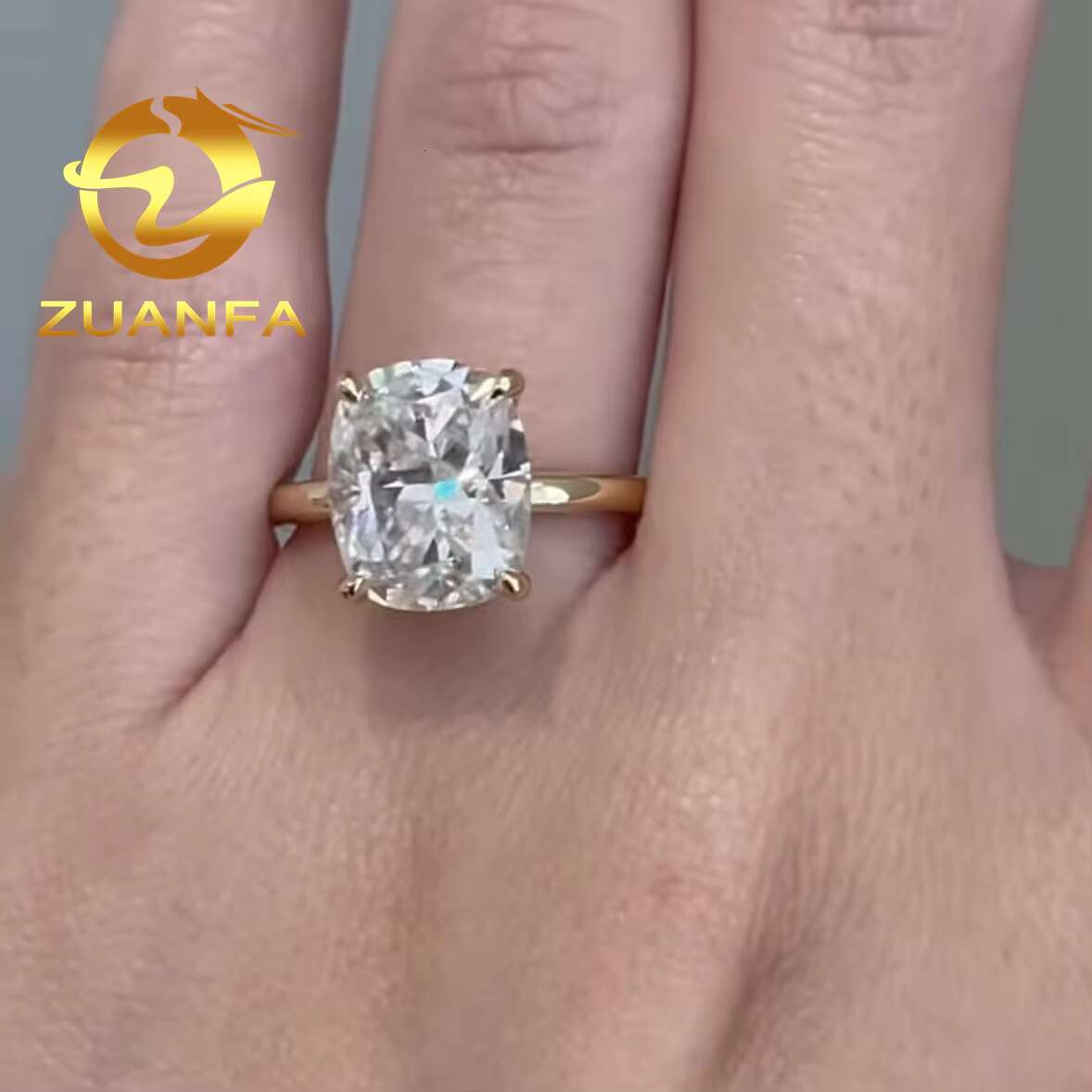 Fashion Women Jewelry Real Gold 10k D Moissanite Diamond Ring 3ct Long Cushion Cut Gold Engagement Rings Moissanite Promise Ring