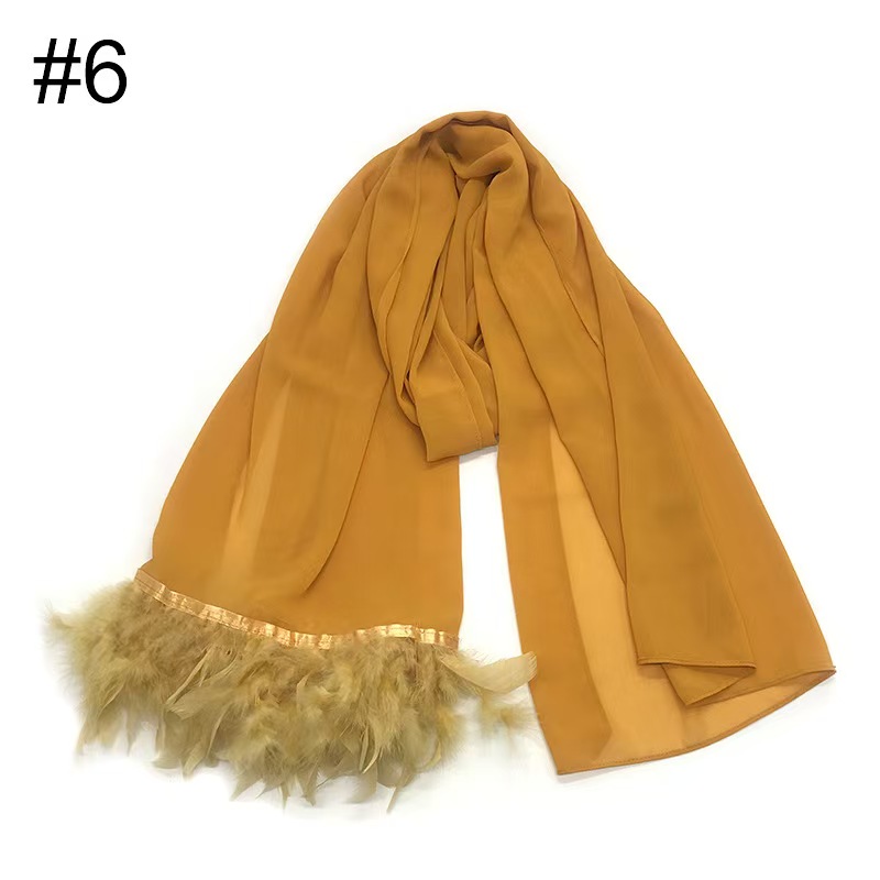 T1067 New Pearl Chiffon Feather Turban Indonesian Hui Scarf Wool Scarf