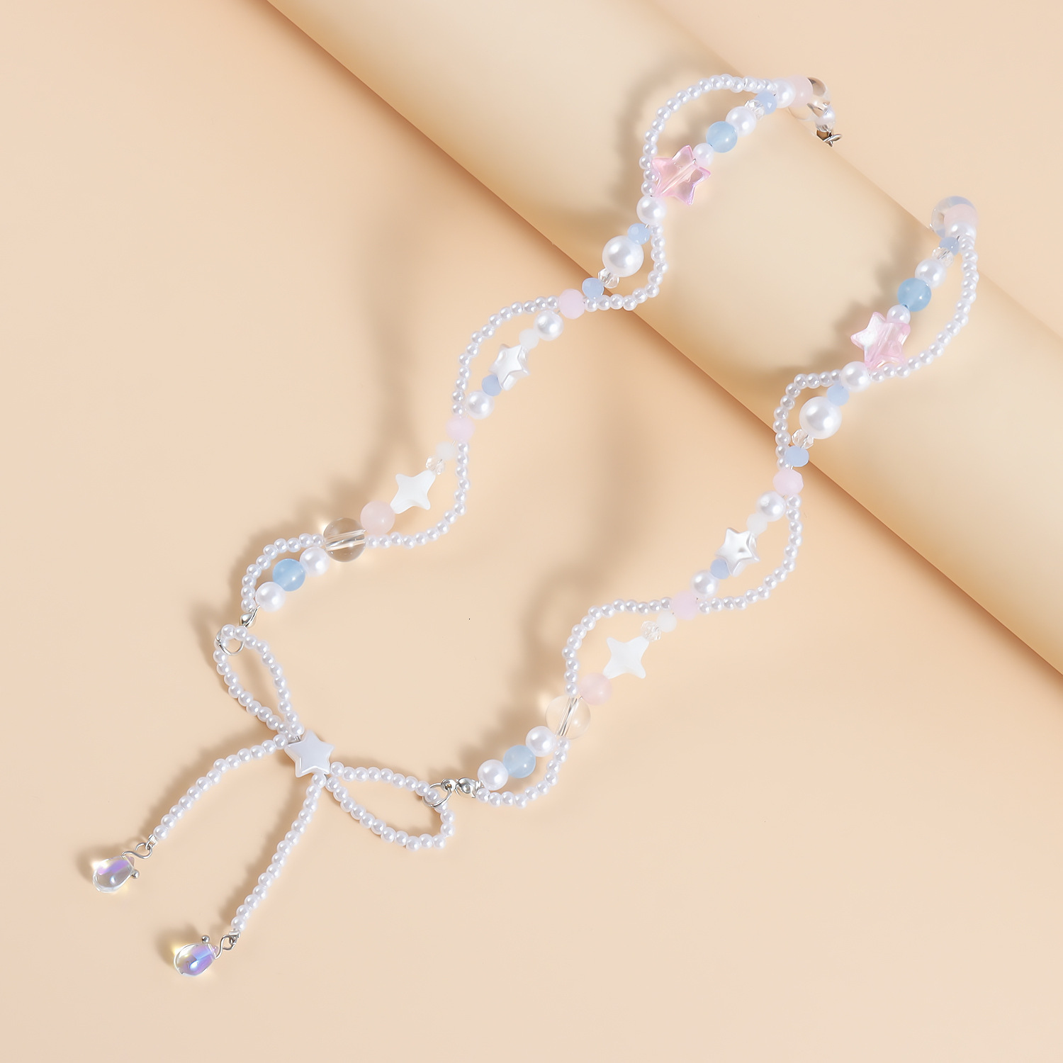 New High Gloss Imitation Pearl Necklace Fresh Sweet Versatile Clavicle Chain Bowknot Star Jewelry Jewelry for Women