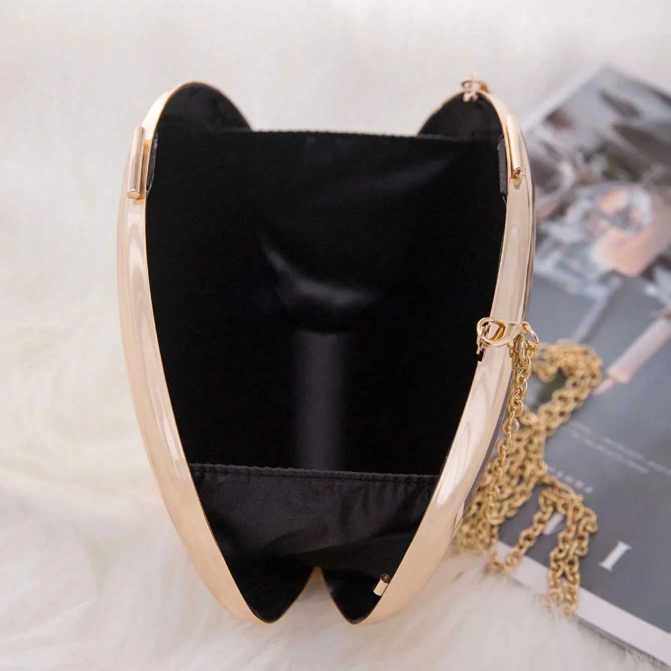 Shell Shape Mirrored Design Clutch Bag Gold Silver Women Evening Party Bag Cute Shiny Metal Shoulder Crossbody Bags Small Purse M250625