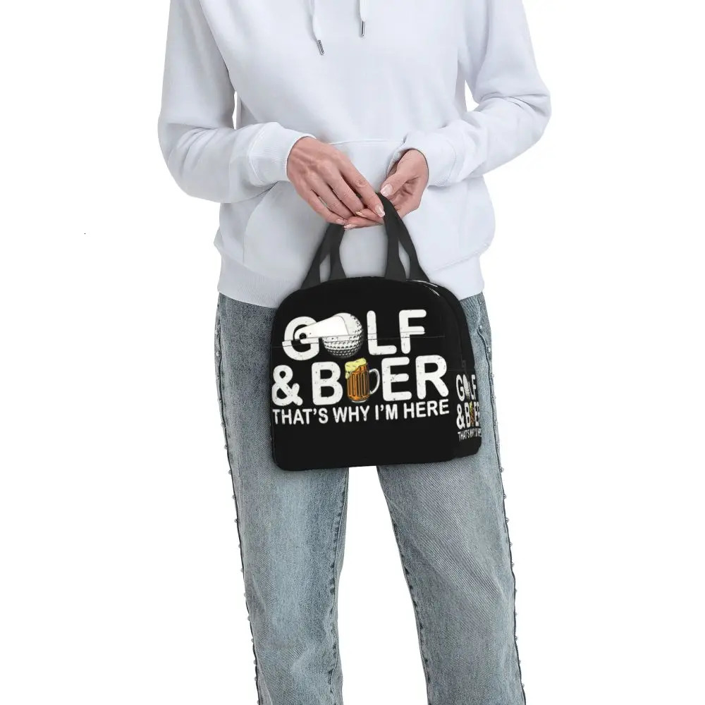 Golf And Beer Insulated Lunch Bag for Women Resuable Sports Golfing Golfer Thermal Cooler Bento Box Office Work School 250624