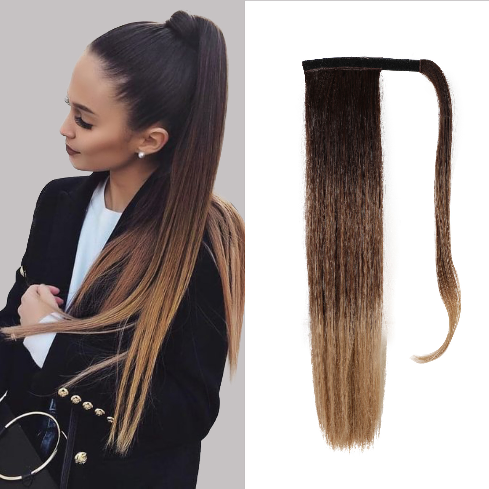 synthetic hair chipin hair extension pony tail heatresistant straight hair with ponytail extensions long ombre
