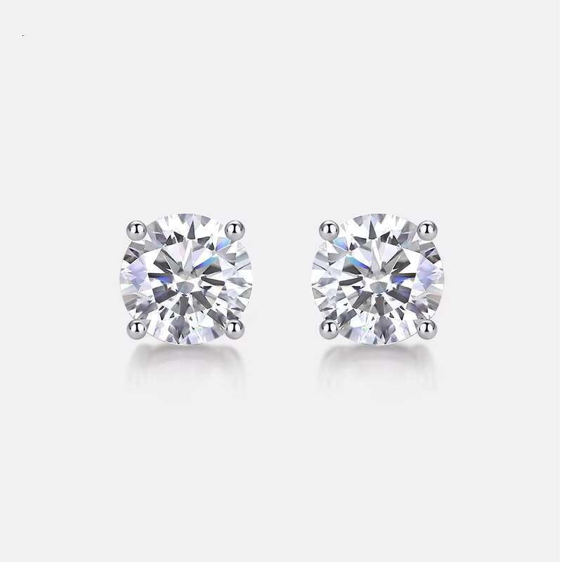 Double Layers Sterling Silver 925 Earrings Round Moissanite Customize Earrings With High Quality Fine Jewelry Luxury Earrings