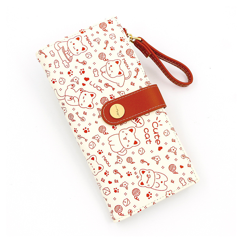 Free Shipping 2025 New Designer Bag Cross-border New Japanese Style Cute Cat Women's Wallet Long Student Card Holder Zipper Coin Purse Ladies Wal