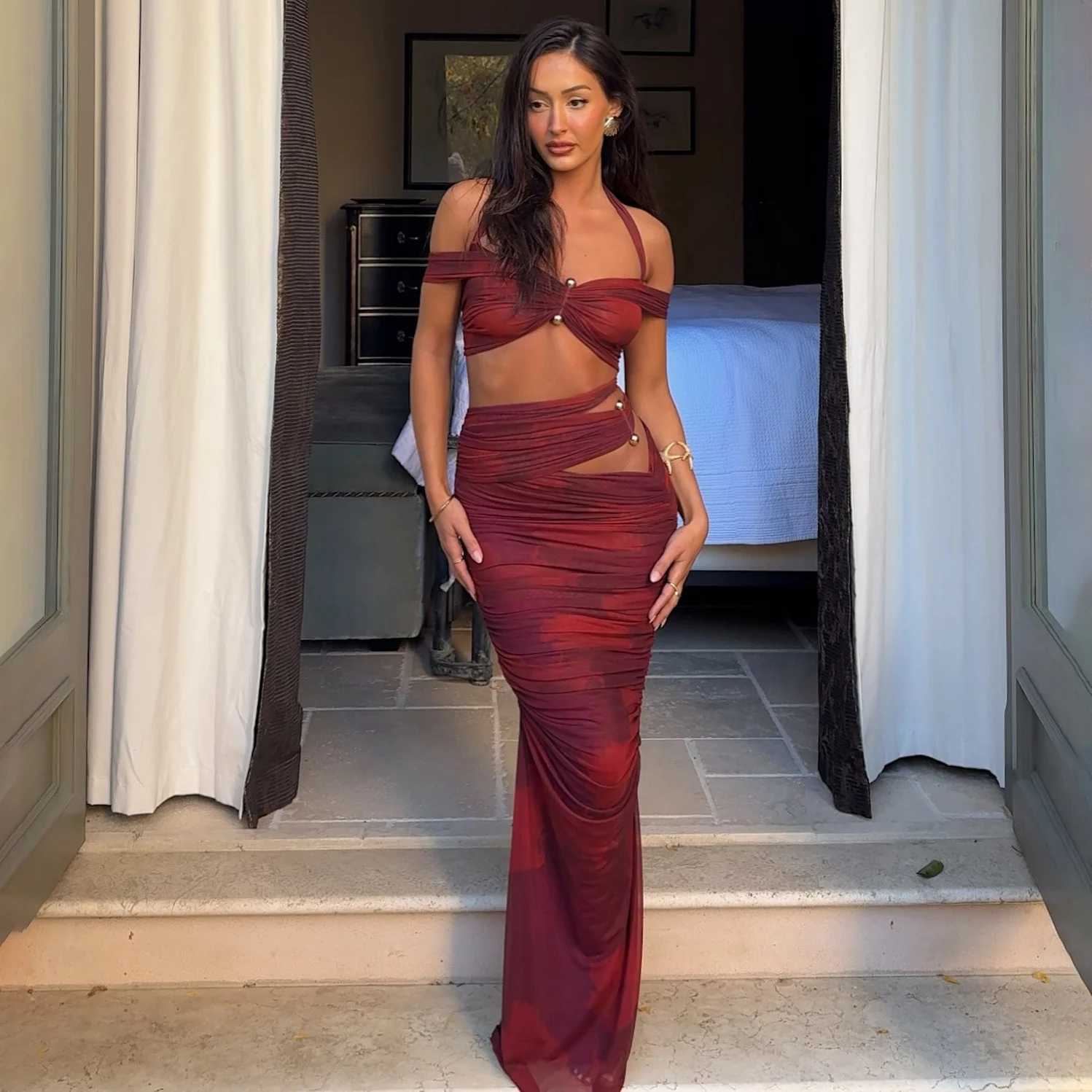 New 3Pcs Bandeau Bikini Sexy Bikini Set Women Swimsuit Push Up Swimwear Female Long Skirt Slim Bathing Suits Beachwear Outfits XJ250624